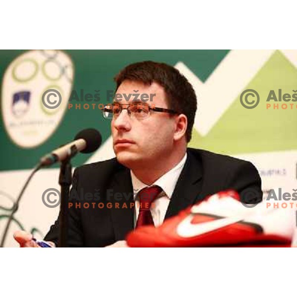  Ales Zavrl, secretary general of NZS during press conference in Austria Trend hotel in Ljubljana, Slovenia on February 11,2011 