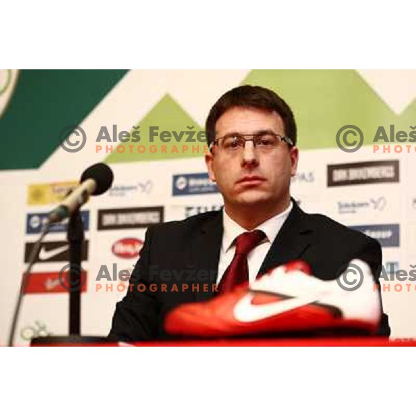 Ales Zavrl, secretary general of NZS during press conference in Austria Trend hotel in Ljubljana, Slovenia on February 11,2011 