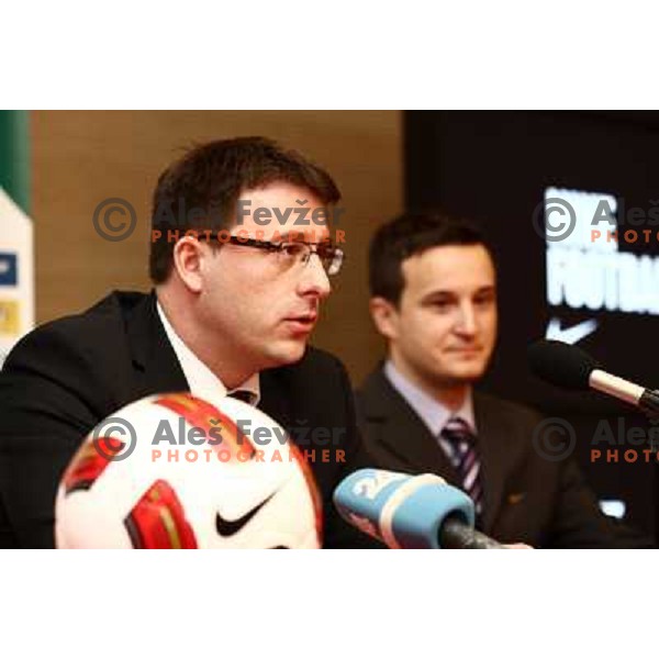 Ales Zavrl, secretary general of NZS during press conference in Austria Trend hotel in Ljubljana, Slovenia on February 11,2011 