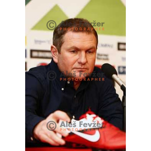 Matjaz Kek, head coach of Slovenia during press conference in Austria Trend hotel in Ljubljana, Slovenia on February 11,2011 