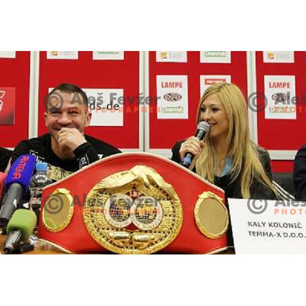 Dejan Zavec of Slovenia and Kaly Kolonic during press conference before IBF World Championship walterweight fight, Ljubljana, Slovenia on February 14,2011 