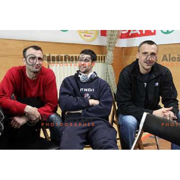 Ivica Jurkovic, Saso Ozbolt, Roman Horvat at basketball match in quarter-final of Spar Cup, played in Poden Sports Hall, Skofja Loka, Slovenia on Feburary 11, 2011 