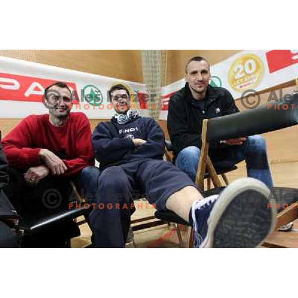 Ivica Jurkovic, Saso Ozbolt, Roman Horvat at basketball match in quarter-final of Spar Cup, played in Poden Sports Hall, Skofja Loka, Slovenia on Feburary 11, 2011 