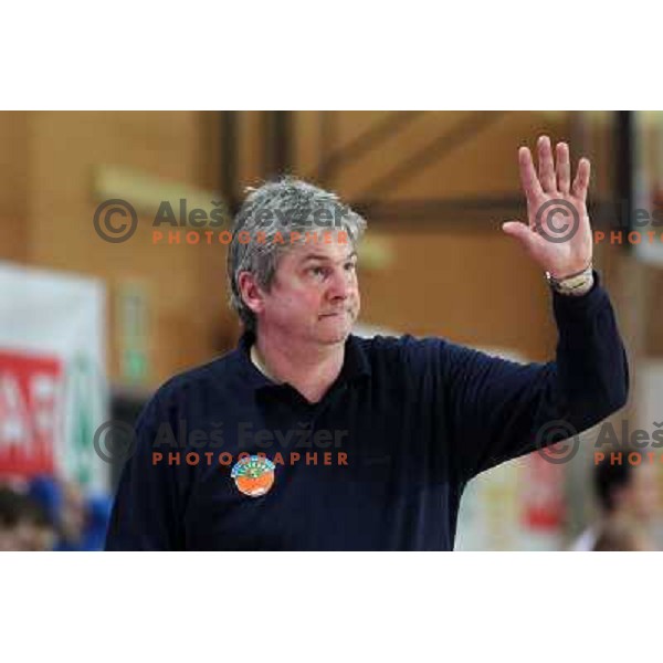 Ales Pipan, coach of Zlatorog in action during basketball match in quarter-final of Spar Cup, played in Poden Sports Hall, Skofja Loka, Slovenia on Feburary 11, 2011 