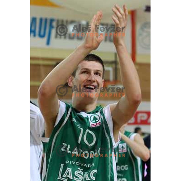 Alen Omic of Zlatorog in action during basketball match in quarter-final of Spar Cup, played in Poden Sports Hall, Skofja Loka, Slovenia on Feburary 11, 2011 