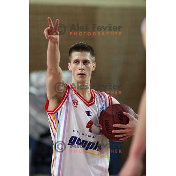Uros Zadnik of Geoplin Slovan in action during basketball match in quarter-final of Spar Cup, played in Poden Sports Hall, Skofja Loka, Slovenia on Feburary 11, 2011 