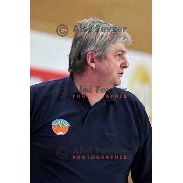 Ales Pipan, coach of Zlatorog in action during basketball match in quarter-final of Spar Cup, played in Poden Sports Hall, Skofja Loka, Slovenia on Feburary 11, 2011 