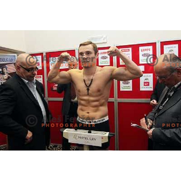 Sandro Siproshvili (GEO) during offical weighting for boxing fights in Ljubljana, Slovenia on February 17,2011 