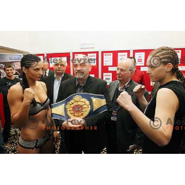Hammer and Kiss during offical weighting for boxing fights in Ljubljana, Slovenia on February 17,2011 