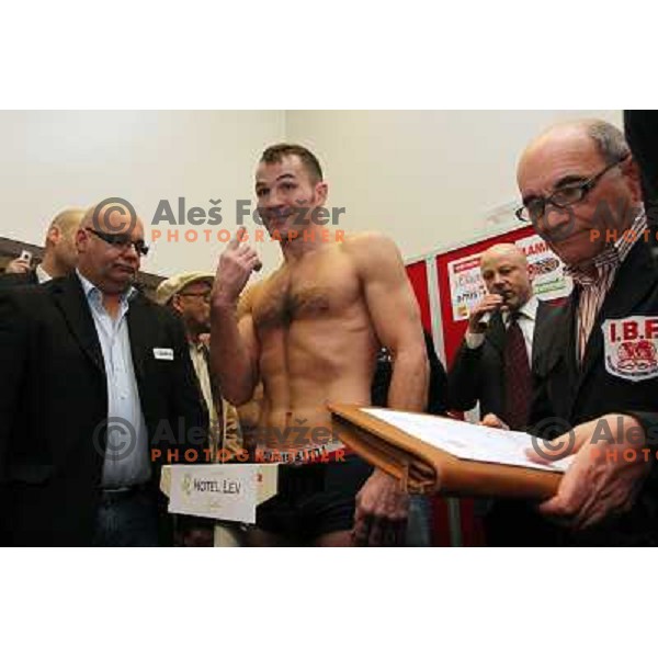 Dejan Zavec of Slovenia during offical weighting for boxing fights in Ljubljana, Slovenia on February 17,2011 