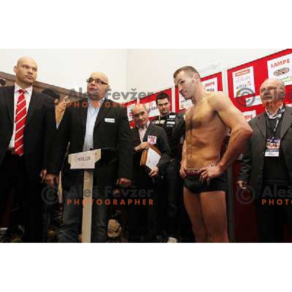 Dejan Zavec of Slovenia during offical weighting for boxing fights in Ljubljana, Slovenia on February 17,2011 