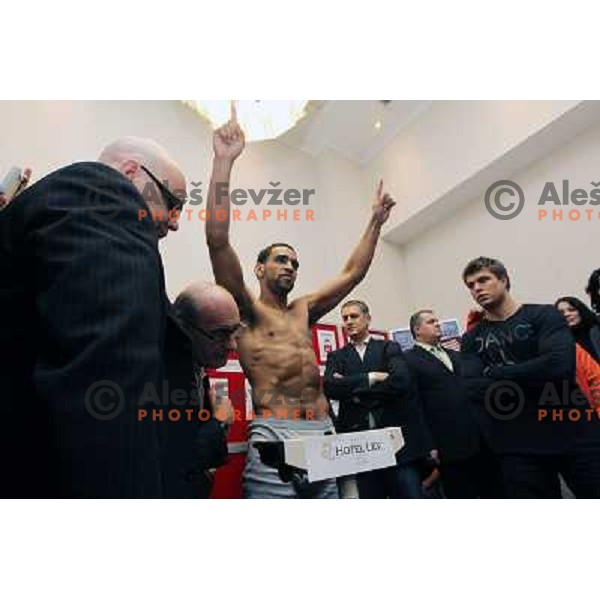 Paul Delgado of USA during offical weighting for boxing fights in Ljubljana, Slovenia on February 17,2011 
