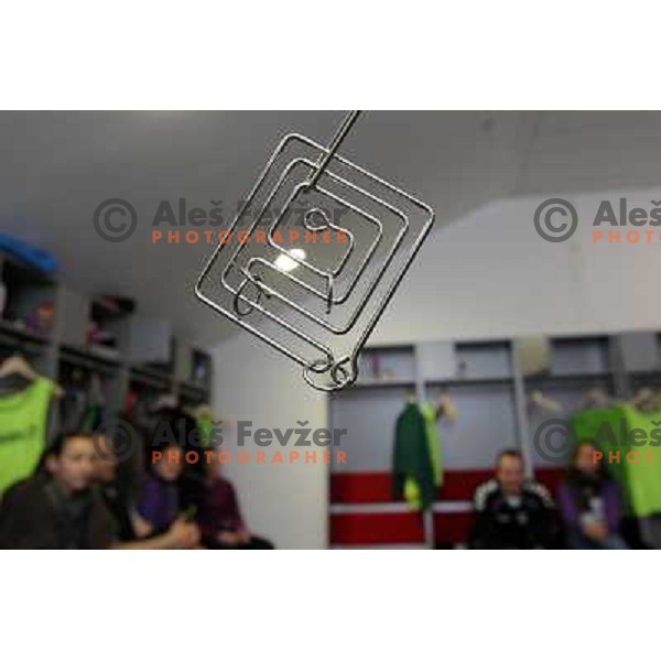 Krim Mercator players at their dressing room after practice session in Stozice, Ljublajna, Slovenia on February 17, 2011 