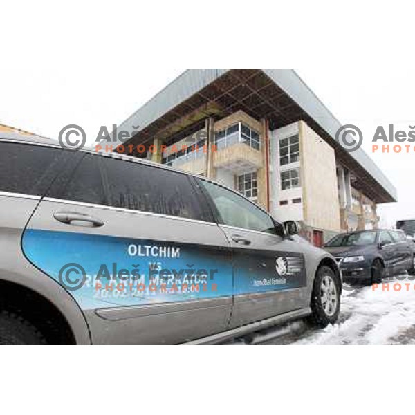 Offical car in fornt of Arena of handball club Oltchim Valcea for Women\'s Championsleague match against Krim Mercator on February 20, 2011 