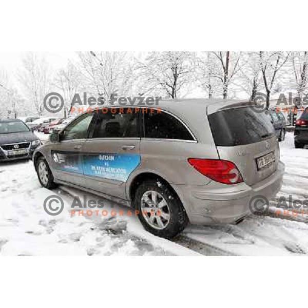 Offical car in fornt of Arena of handball club Oltchim Valcea for Women\'s Championsleague match against Krim Mercator on February 20, 2011 