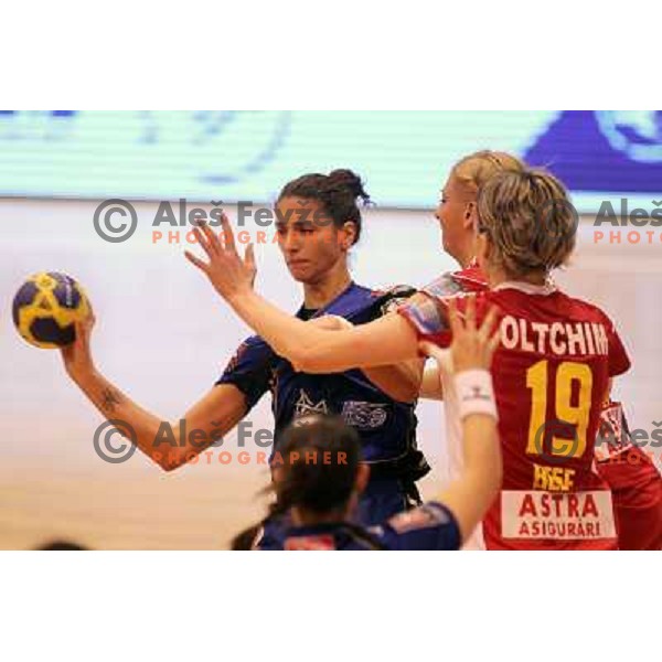 Andrea Penezic of Krim Mercator and of Oltchim Valcea in action during handball match in Women\'s Championsleague played in Valcea, Romania on February 20, 2011 