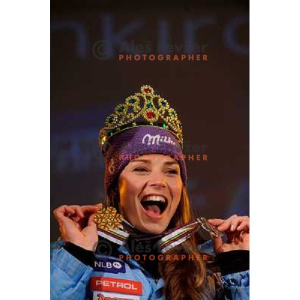 Tina Maze during reception of Slovenia Ski team after GA-PA 2011 World Championships at Preseren Square in Ljubljana, Slovenia on February 20, 2011. 