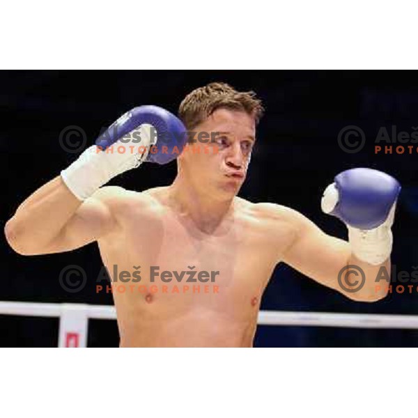 Denis Simcic of Slovenia successfully defend his WBF title with victory against Sandro Siproshvili of GEO in front of 13.000 fans in Stozice, Ljubljana, Slovenia on February 18,2011 