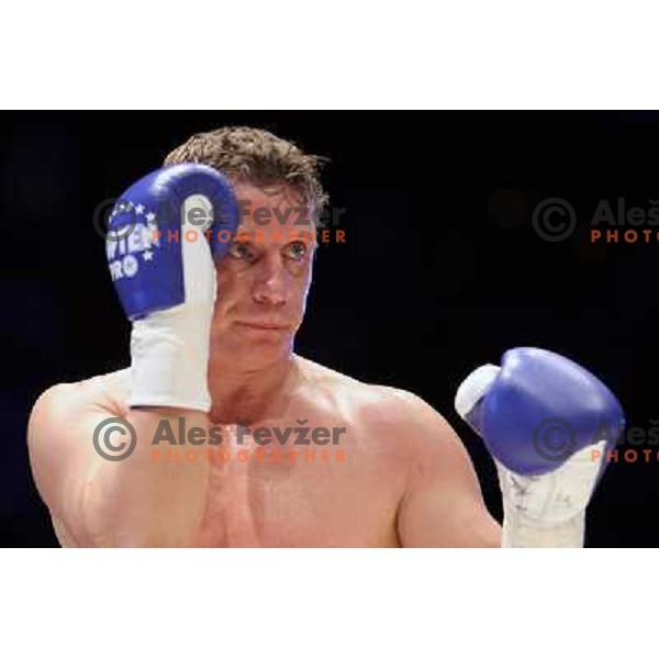 Denis Simcic of Slovenia successfully defend his WBF title with victory against Sandro Siproshvili of GEO in front of 13.000 fans in Stozice, Ljubljana, Slovenia on February 18,2011 