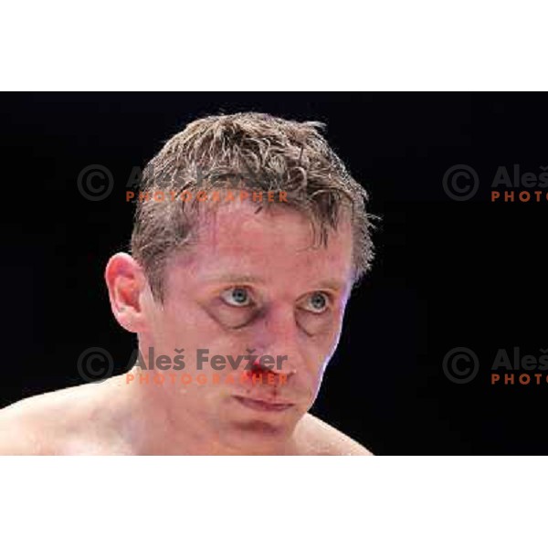 Denis Simcic of Slovenia successfully defend his WBF title with victory against Sandro Siproshvili of GEO in front of 13.000 fans in Stozice, Ljubljana, Slovenia on February 18,2011 