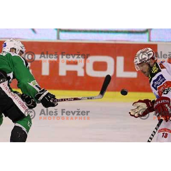 Domen Vedlin of Tilia Olimpija in action during ice-hockey match Tilia Olimpija- KAC in round 54 of EBEL league, played in Hala Tivoli, Ljubljana, Slovenia on Feburay 25,2011 