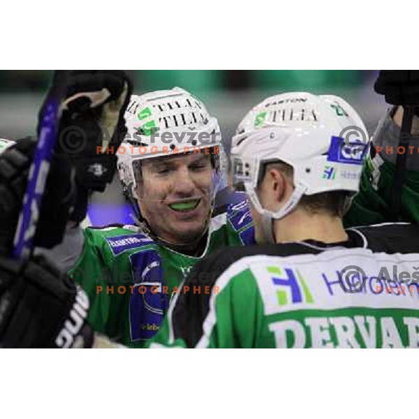 Anze Ropret of Tilia Olimpija in action during ice-hockey match Tilia Olimpija- KAC in round 54 of EBEL league, played in Hala Tivoli, Ljubljana, Slovenia on Feburay 25,2011 