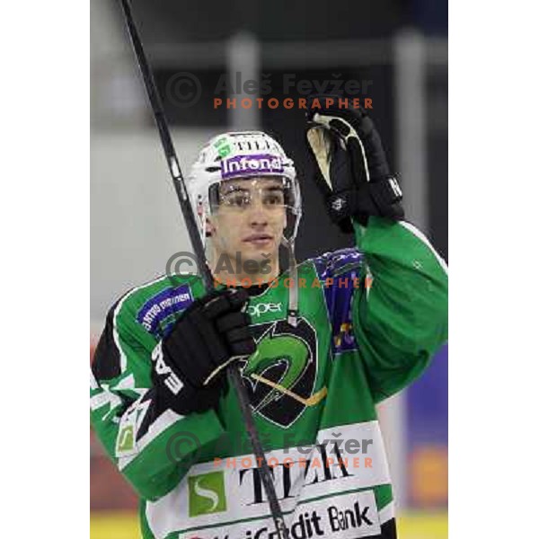 Bostjan Golicic of Tilia Olimpija in action during ice-hockey match Tilia Olimpija- KAC in round 54 of EBEL league, played in Hala Tivoli, Ljubljana, Slovenia on Feburay 25,2011 