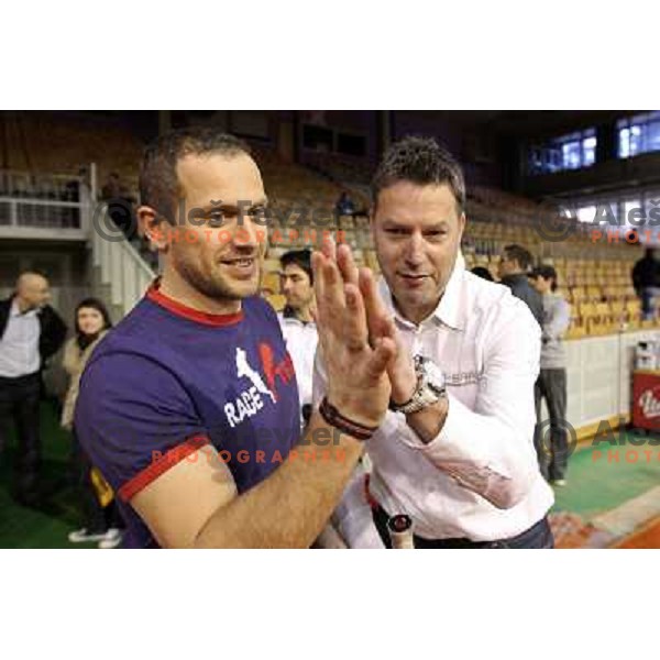 Jure Kosir and Zoran Kofol before exhibition tennis match in Hala Tivoli, Ljubljana, Slovenia on January 28,2010 