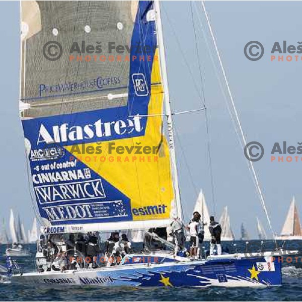 Esimit after crossing finish line