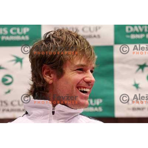 Blaz Kavcic of Slovenia team during press conference before Davis Cup match Slovenia- Finnland in Hala Tivoli, Ljubljana, Slovenia on March 1, 2011 