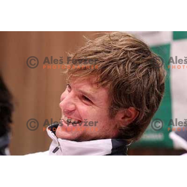 Blaz Kavcic of Slovenia team during press conference before Davis Cup match Slovenia- Finnland in Hala Tivoli, Ljubljana, Slovenia on March 1, 2011 