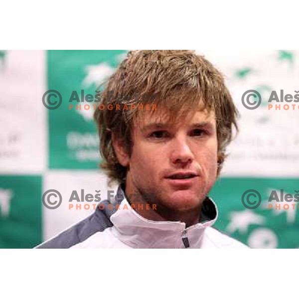 Blaz Kavcic of Slovenia team during press conference before Davis Cup match Slovenia- Finnland in Hala Tivoli, Ljubljana, Slovenia on March 1, 2011 