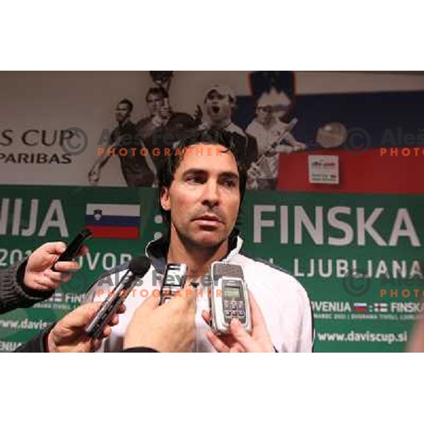 Captain Blaz Trupej of Slovenia team during press conference before Davis Cup match Slovenia- Finnland in Hala Tivoli, Ljubljana, Slovenia on March 1, 2011 