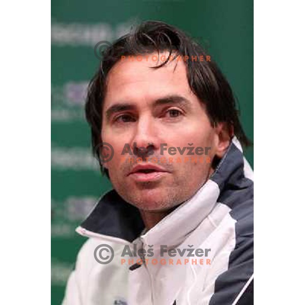 Captain Blaz Trupej of Slovenia team during press conference before Davis Cup match Slovenia- Finnland in Hala Tivoli, Ljubljana, Slovenia on March 1, 2011 