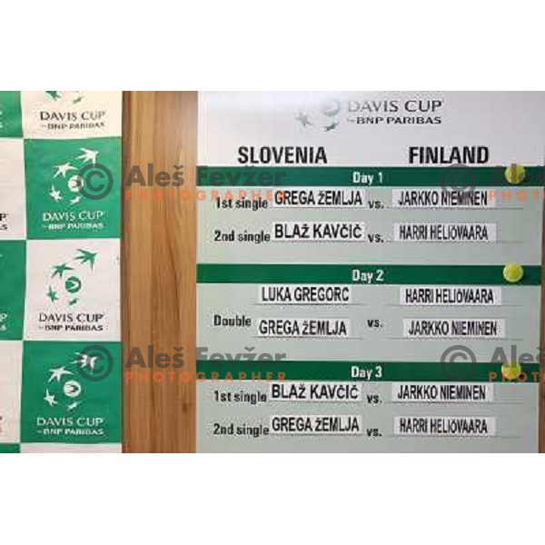 Team of Slovenia and team of Finnland at offical draw for Davis Cup match, Hala Tivoli, Ljubljana, Slovenia on March 3, 2011 