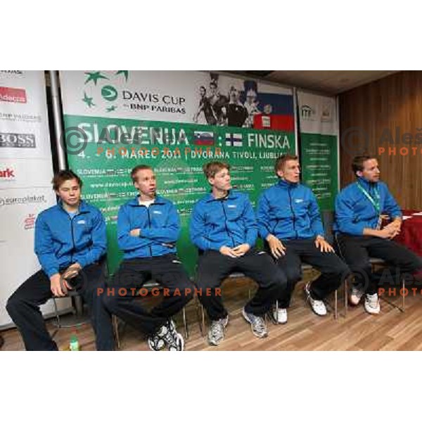Team of Finnland at offical draw for Davis Cup match, Hala Tivoli, Ljubljana, Slovenia on March 3, 2011 