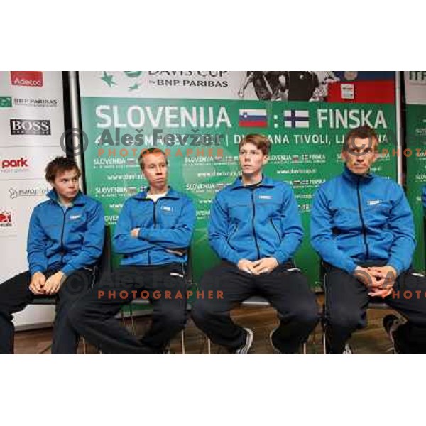 Team of Finnland at offical draw for Davis Cup match, Hala Tivoli, Ljubljana, Slovenia on March 3, 2011 