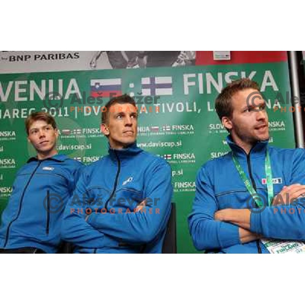 Team of Finnland at offical draw for Davis Cup match, Hala Tivoli, Ljubljana, Slovenia on March 3, 2011 