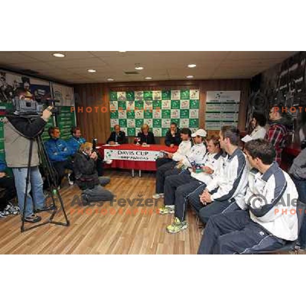 Team of Slovenia and team of Finnland at offical draw for Davis Cup match, Hala Tivoli, Ljubljana, Slovenia on March 3, 2011 