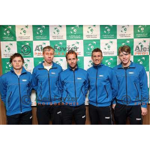 Team of Finnland at offical draw for Davis Cup match, Hala Tivoli, Ljubljana, Slovenia on March 3, 2011 