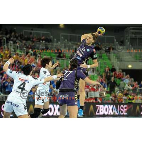 Andrea Penezic in action at the handball game RK Krim Mercator Ljubljana - Buducnost Podgorica, played in the Women\'s EHF Champions league main round, 04.03.2011 , Stozice Arena, Ljubljana, 