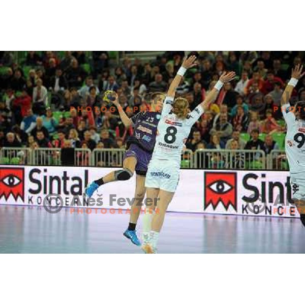 Andrea Penezic in action at the handball game RK Krim Mercator Ljubljana - Buducnost Podgorica, played in the Women\'s EHF Champions league main round, 04.03.2011 , Stozice Arena, Ljubljana, 