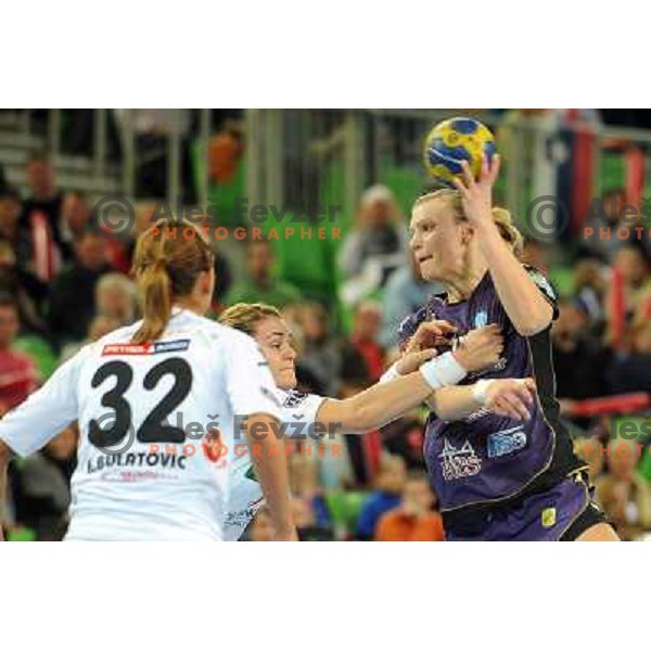 Barbara Varlec in action at the handball game RK Krim Mercator Ljubljana - Buducnost Podgorica, played in the Women\'s EHF Champions league main round, 04.03.2011 , Stozice Arena, Ljubljana, 