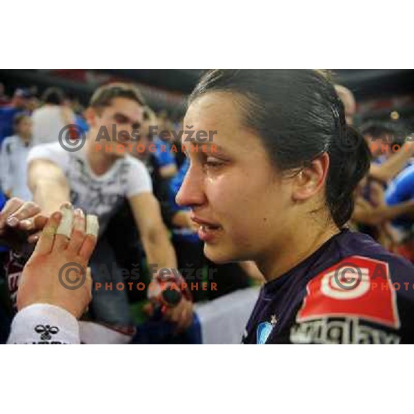 Andrea Lekic and Krim Fans in action at the handball game RK Krim Mercator Ljubljana - Buducnost Podgorica, played in the Women\'s EHF Champions league main round, 04.03.2011 , Stozice Arena, Ljubljana, 