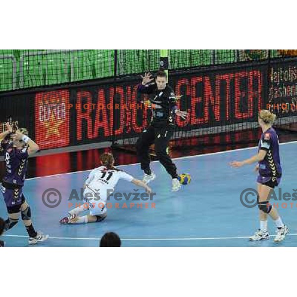 Jelena Grubisic in action at the handball game RK Krim Mercator Ljubljana - Buducnost Podgorica, played in the Women\'s EHF Champions league main round, 04.03.2011 , Stozice Arena, Ljubljana, 