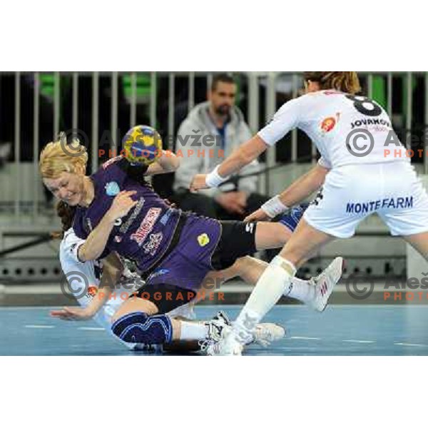 Olga Ceckova in action at the handball game RK Krim Mercator Ljubljana - Buducnost Podgorica, played in the Women\'s EHF Champions league main round, 04.03.2011 , Stozice Arena, Ljubljana, 
