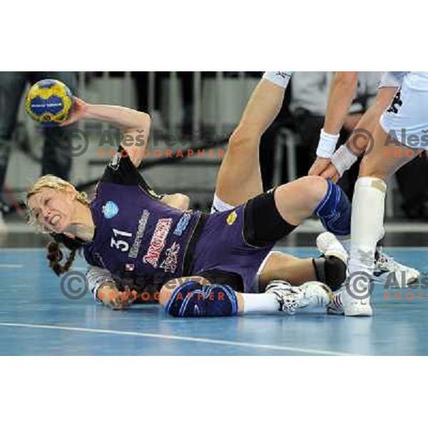 Olga Ceckova in action at the handball game RK Krim Mercator Ljubljana - Buducnost Podgorica, played in the Women\'s EHF Champions league main round, 04.03.2011 , Stozice Arena, Ljubljana, 