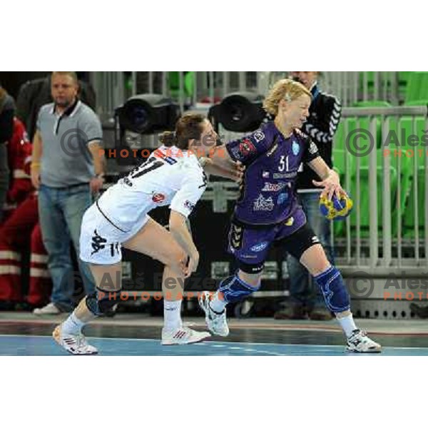 Olga Ceckova in action at the handball game RK Krim Mercator Ljubljana - Buducnost Podgorica, played in the Women\'s EHF Champions league main round, 04.03.2011 , Stozice Arena, Ljubljana, 