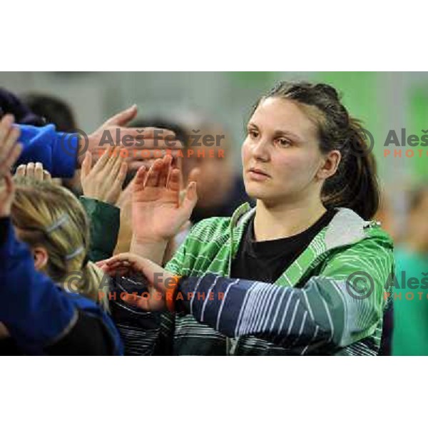 Dragana Cvijic in action at the handball game RK Krim Mercator Ljubljana - Buducnost Podgorica, played in the Women\'s EHF Champions league main round, 04.03.2011 , Stozice Arena, Ljubljana, 