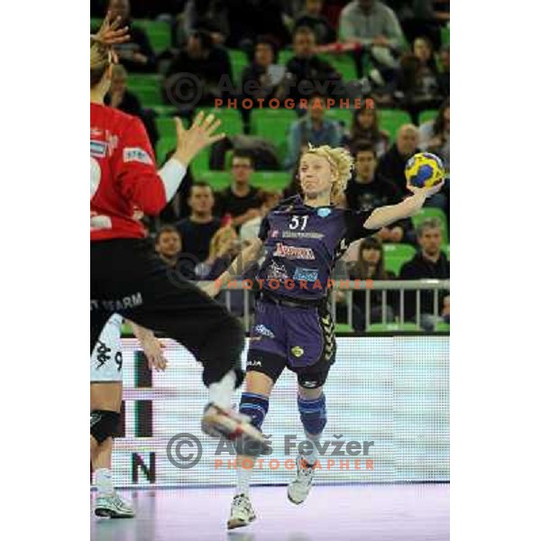 Olga Ceckova in action at the handball game RK Krim Mercator Ljubljana - Buducnost Podgorica, played in the Women\'s EHF Champions league main round, 04.03.2011 , Stozice Arena, Ljubljana, 